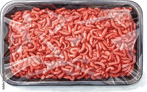 Raw Ground Beef Mince in Plastic Tray Packaging