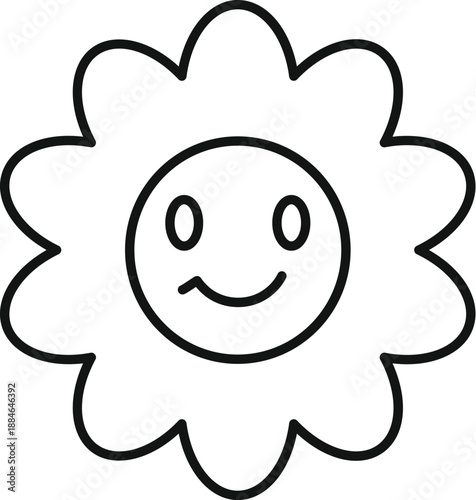 Flower icon displaying a winking face conveying fun and happiness