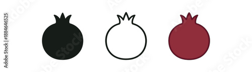 pomegranate three pomegranate fruit with crown top deep red