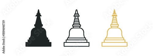 buddhist stupa three stupa silhouette white and gold