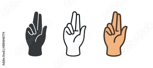 blessing hand three stylized hand blessing mudra warm skin tones