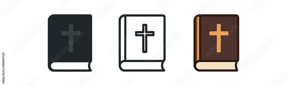 Fototapeta premium bible book three closed book with subtle cross on cover dark brown with gold edge