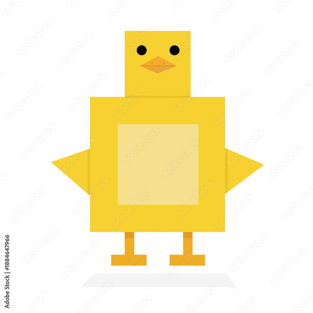 Naklejka premium Pintinho Geometrico formas basicas com sombra vetorial - Geometric chick basic shapes with vector shadow