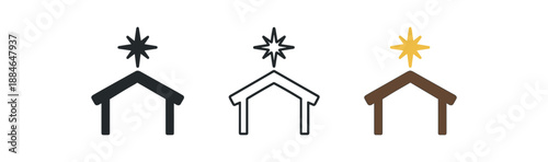 stable silhouette three simple manger stable outline with above brown and