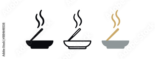 incense smoke three incense burner with rising smoke gold and soft gray