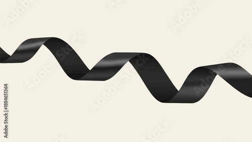 A smooth, dark ribbon curves across a light, neutral background