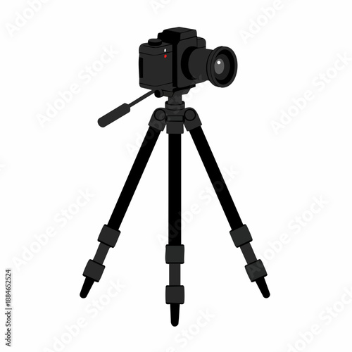 Realistic Detailed Camera with Tripod Stand Shooting Equipment Illustration