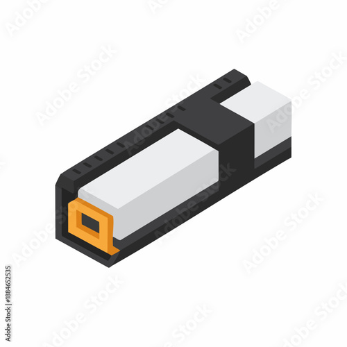 Isometric Minimalist USB Flash Drive Storage Device Data Hardware Illustration