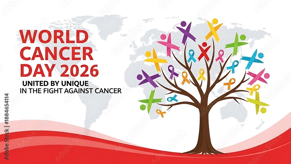 Obraz premium World cancer day 2026: united in the fight against cancer with global solidarity and awareness.