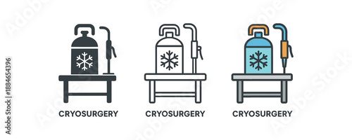 cryosurgery clinic table with nitrogen tank and handpiece stand