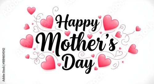 Happy mother's day greeting with pink hearts