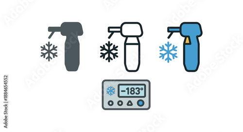 cryosurgery digital control panel of cryounit with low temperature icon