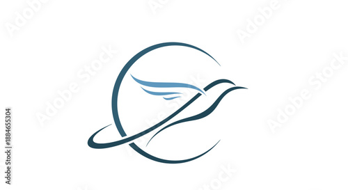 Stylized Bird Logo Design with Abstract Elements.