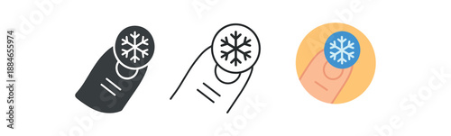 cryosurgery close up fingertip wart with snowflake over center