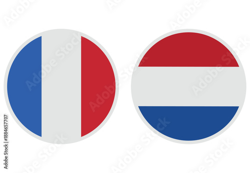 Free Download france and netherlands national flags in circular badges isolated on white background vector illustration - GFXLoad