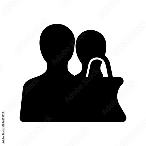 Couple with baby silhouette Vector, illustration