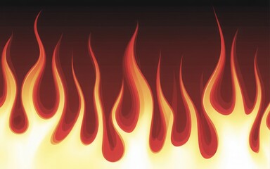 Stylized cartoon flame border design with vibrant red, orange, and yellow colors, perfect for backgrounds or headers