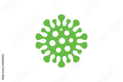 Green virus with white spots and spikes