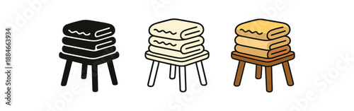 cozy evening routine folded blanket stack on wooden stool