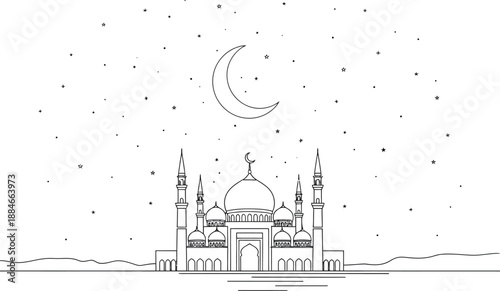 A black and white line drawing of the taj mahal isolated on transparent background