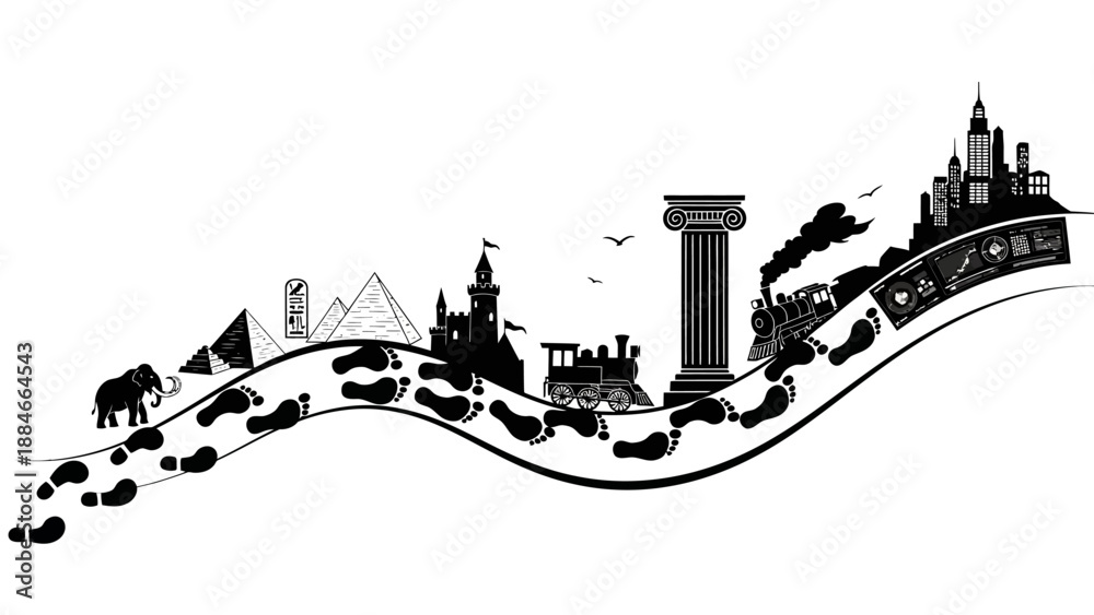 Obraz premium Timeline of Human Civilization: Footprints Through History