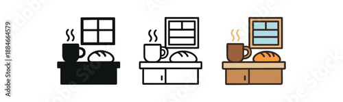 cozy home cozy kitchen with mug and bread