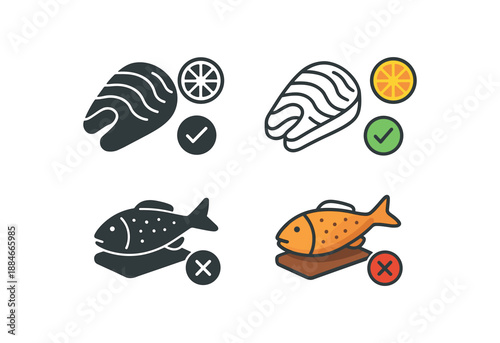 healthy vs unhealthy food baked salmon and fried fish