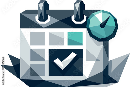 Minimalist Calendar Design. Low-poly vector illustration focused on a minimalist calendar icon representing deadlines and