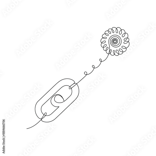 Continuous Line Drawing Of Paperclip And Flower