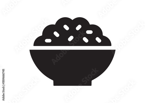 Rice Bowl Icon, Editable Solid Vector Illustration
