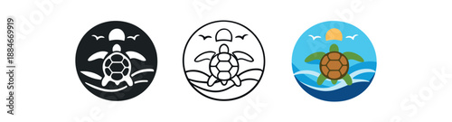 zero contain clean ocean badge with turtle and wave