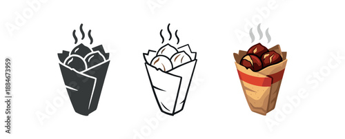 cozy street food roasted chestnuts bag steam warm street winter market