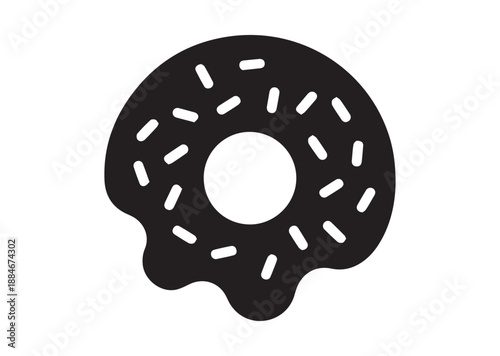 Donut Icon, Editable Solid Vector Illustration