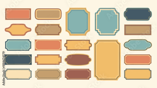 Collection of decorative vintage frames with varied shapes and muted colors