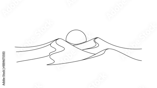 minimalist mountain landscape with sun