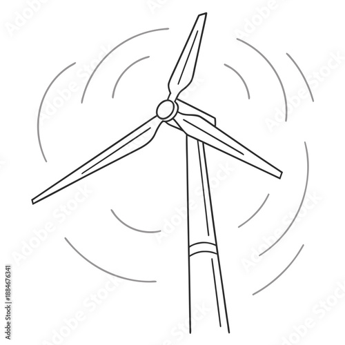 Minimal Vector Illustration of Small Residential Wind Turbine