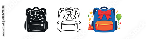 school holidays backpack with ribbon of year fun