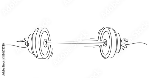 Cartoon animals lifting heavy barbell in black and white line drawing. No editable strokes