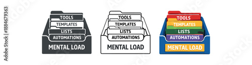 mental load balance open drawer labeled mental load tools templates lists automations