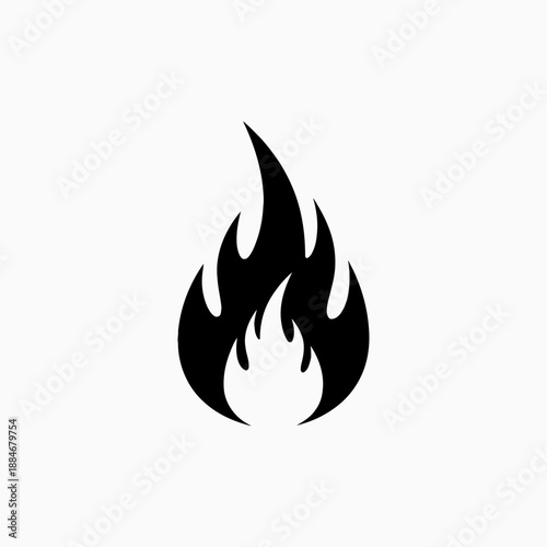 Black Flame Icon Illustration. Fire Symbol for Danger, Warning, Heat, Energy, and Burning Concepts.