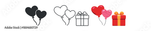 holidays heart balloon and gift symbol valentines celebration