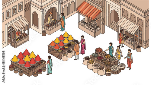 Traditional Street Market with Spices and Souvenirs