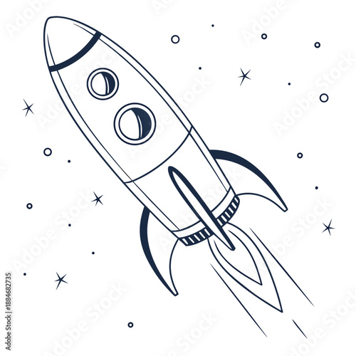 Clean Minimal Style Rocket on White Background Vector Art