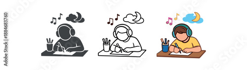 social energy balance person drawing at desk headphones gentle creative escape