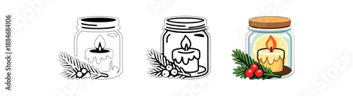 winter holidays candle jar pine twig cozy holiday light