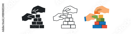 emotional resilience two hands rebuilding tower symbol persistence