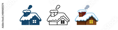 winter holidays snow covered house roof chimney winter home