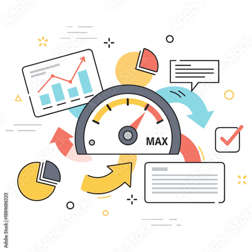 Performance optimization with infographic elements and data visualization