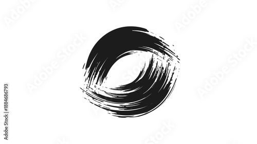 A black, brushstroke-style, imperfect circle centered on a white background, suggesting artistry