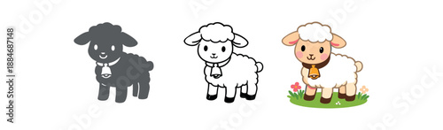spring easter holidays lamb with small bell cute easter icon